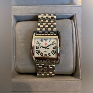 Michele Silver and White Women's Watch